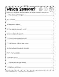 Seasons and Days Worksheets