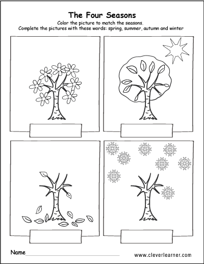 The four seasons of the year worksheets for preschools