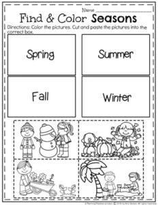 seasons worksheet for preschoolers