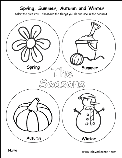 The four seasons of the year worksheets for preschools