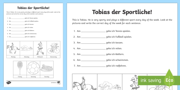 Days of the Week Worksheet / Worksheet German (teacher made)