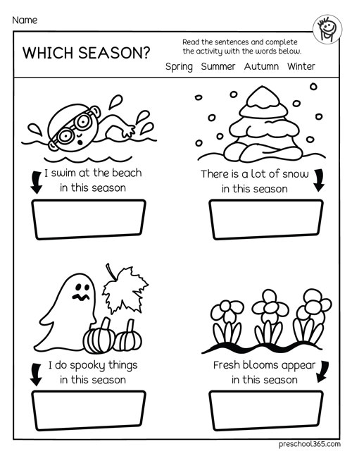 seasons worksheet kindergarten