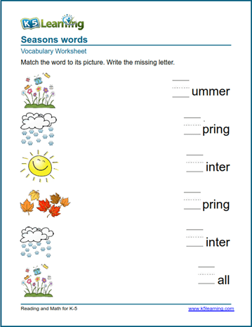 seasons worksheet kindergarten