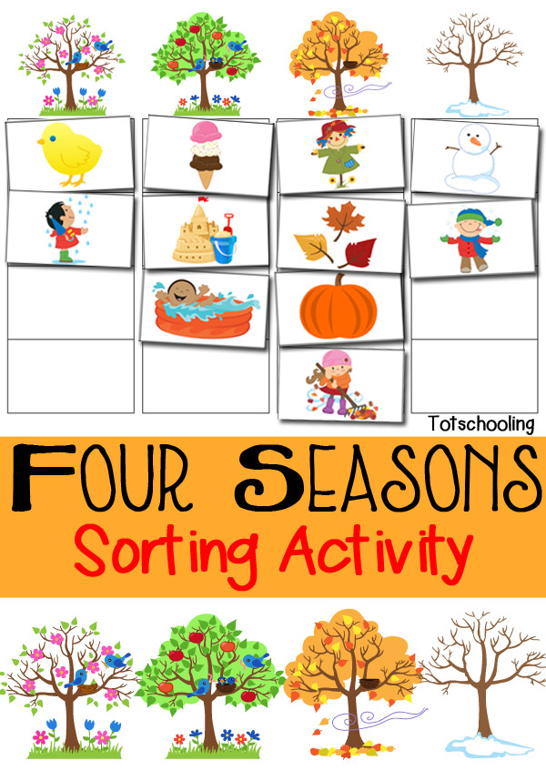 Four Seasons Sorting Activity Free Printable | Totschooling ...