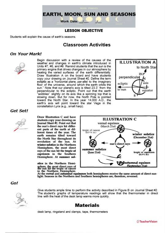 8th Grade Seasons Worksheets