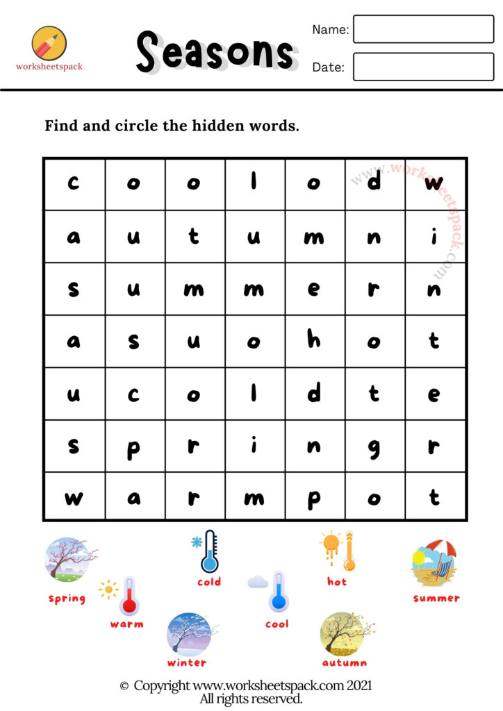 Seasons Worksheets for Kids - worksheetspack