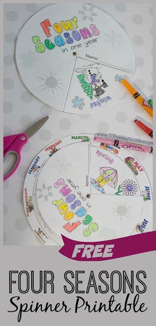 ❄☀?? Free 4 Seasons Spinner Printables for Kids