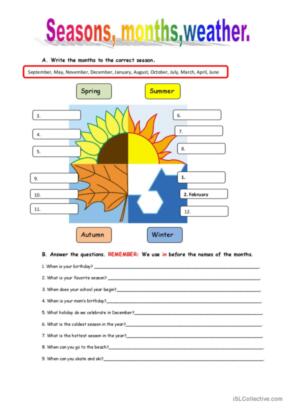 seasons worksheet temperatures by season