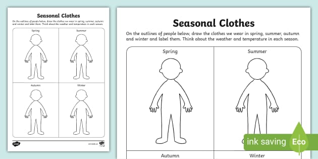 seasons worksheet the boy dress
