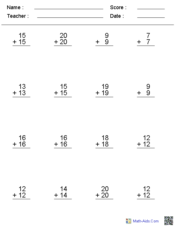 Addition Worksheets | Dynamically Created Addition Worksheets