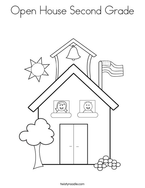 Open House Second Grade Coloring Page - Twisty Noodle