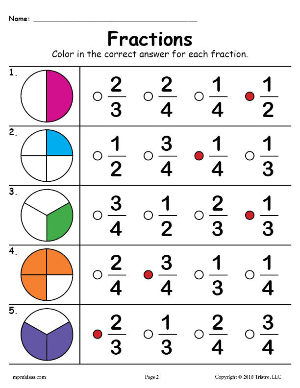 Printable Fractions Worksheet!