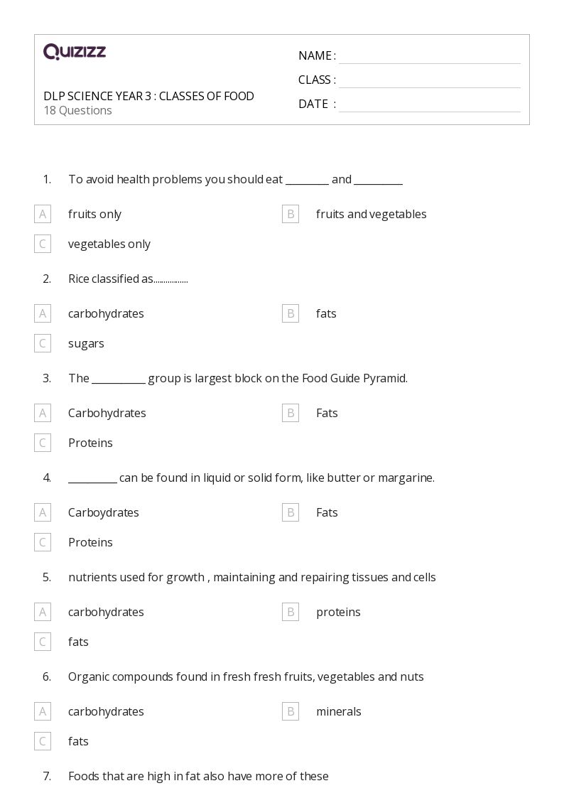 second grade health worksheet
