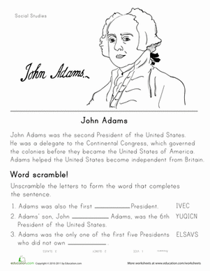 Historical Heroes: John Adams | Worksheet 