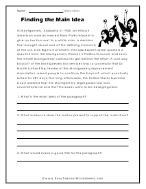 Main Idea Worksheets