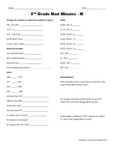 ✏️ FREE Printable 2nd Grade Math Minutes Worksheets pdf