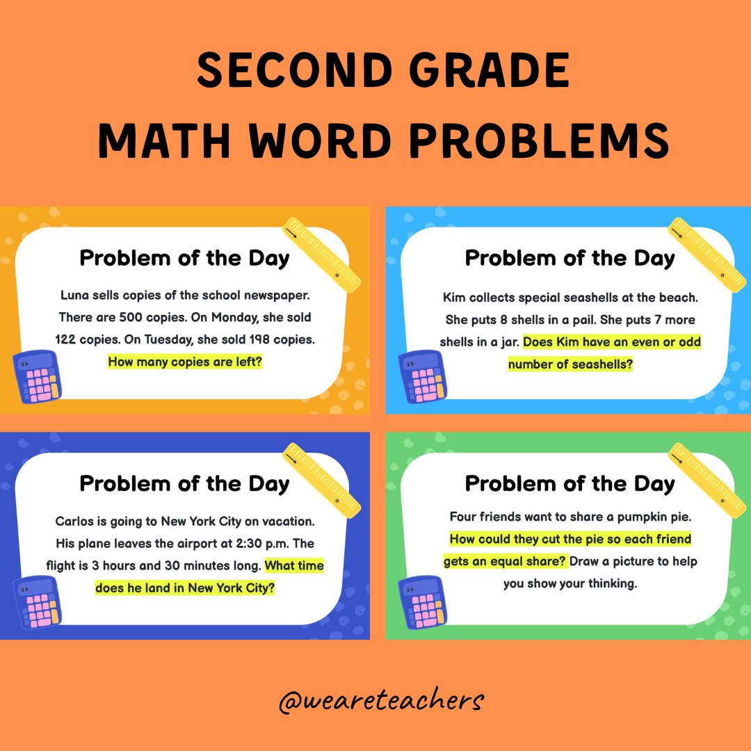 2nd Grade Challenge Math Word Problems of the Week Classful