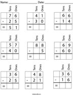 Second Grade Subtraction Math Worksheets - Twisty Noodle