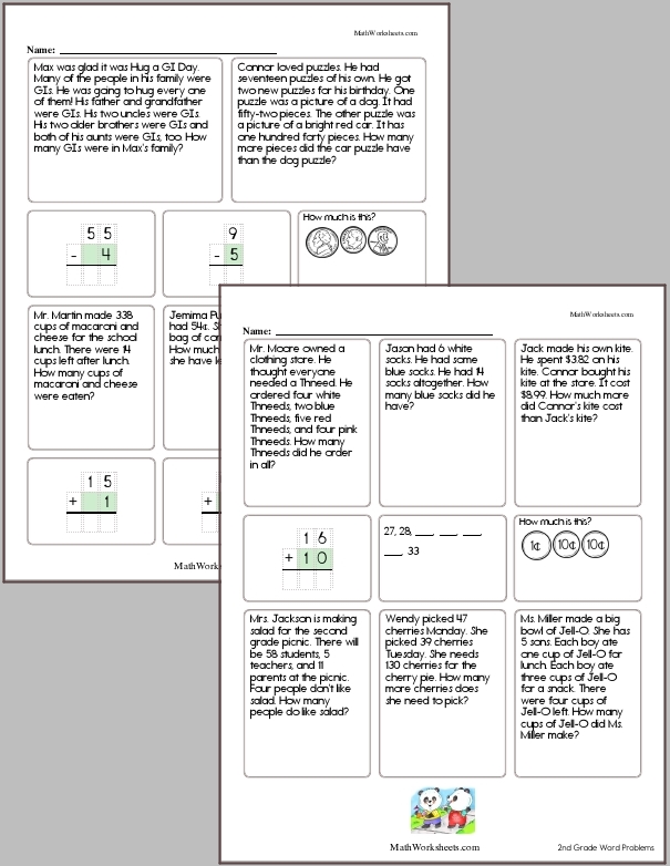Word Problem Worksheets for 2nd Graders - Free with No Login ...