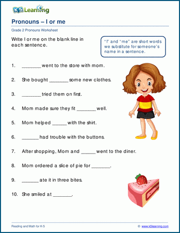 I or me pronoun worksheets | Worsheets library