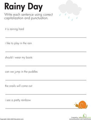Fix the Sentences: Rainy Day | Worksheet 