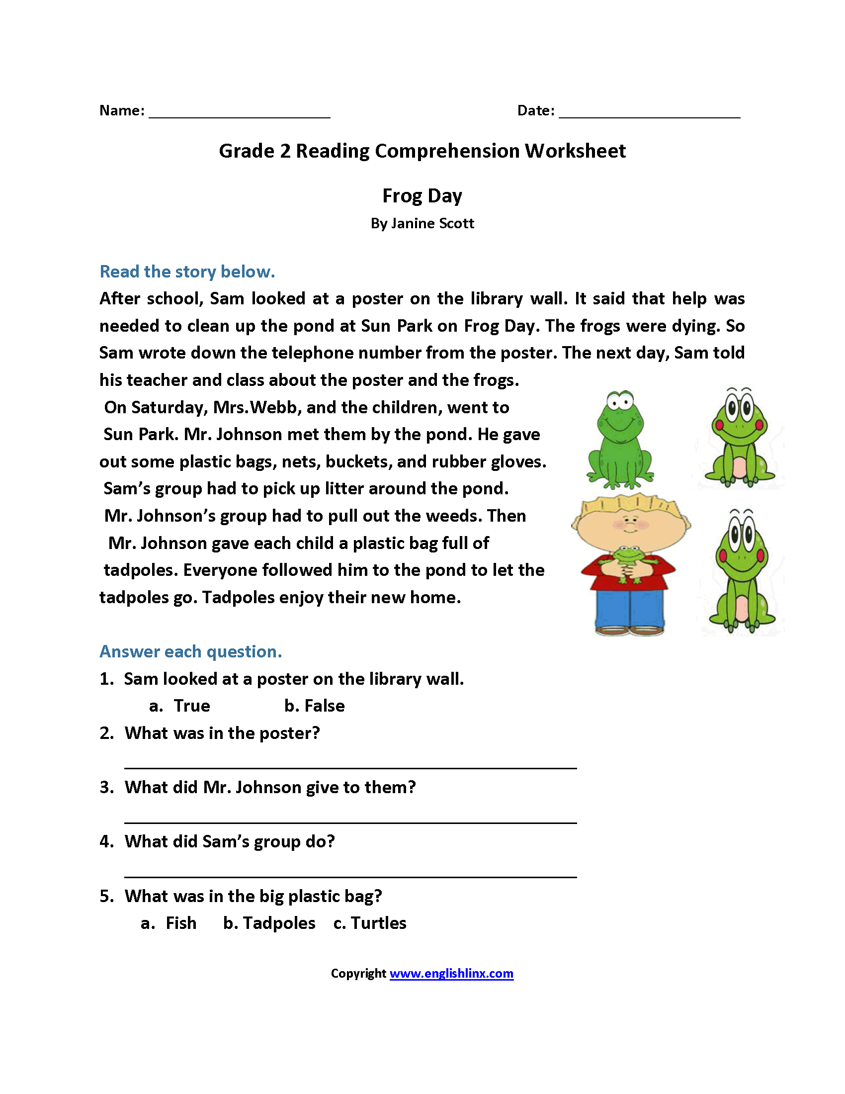 Reading Worksheets | Second Grade Reading Worksheets