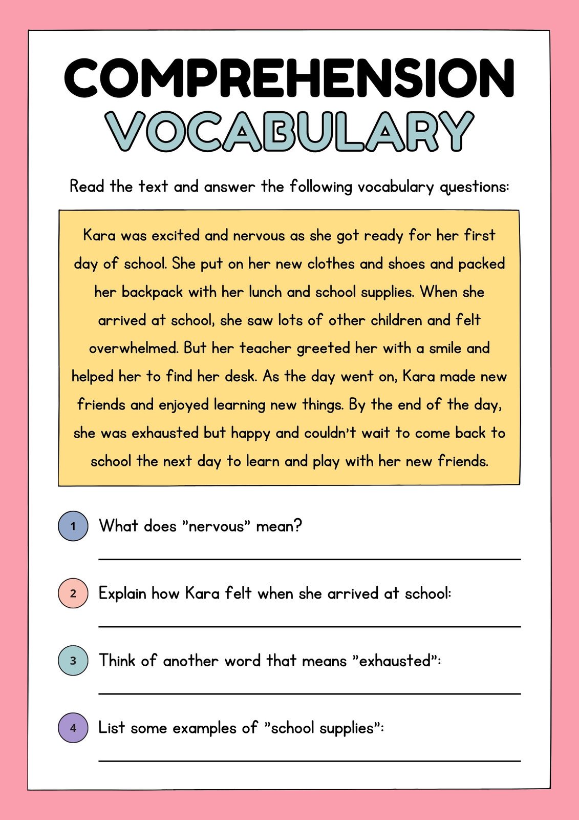 Free printable 2nd grade reading worksheet templates 