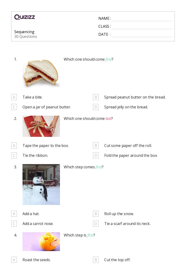 50+ Sequencing Events worksheets for 2nd Class on Quizizz | Free ...