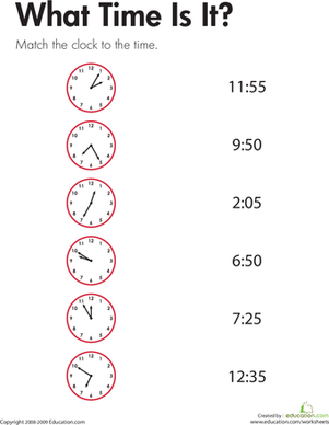 Telling Time: What Time Is It? | Worksheet 
