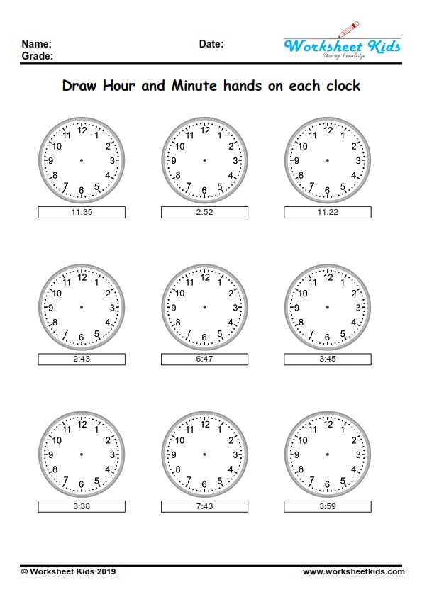 Digital and analog clock worksheets for kindergarten | 1st, 2nd ...