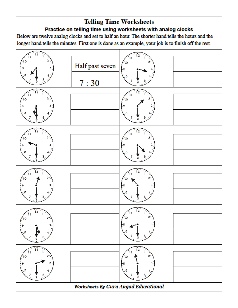 2ND GRADE MATH - TELLING TIME WORKSHEETS USING ANALOG CLOCK — Steemit