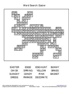 Word Search: Easter Worksheet for 1st - 2nd Grade | Lesson Planet