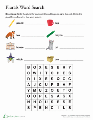 second grade word search worksheet