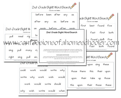 Second Grade Sight Word Search Worksheets - Confessions of a ...