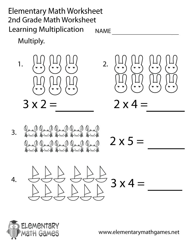 Free Printable Multiplication Worksheet for Second Grade