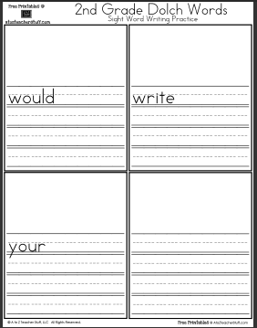 My Word Book: Second Grade Dolch Sight Words Writing Practice | A ...