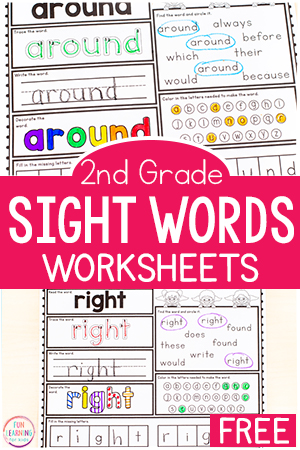 Free Printable Second Grade Sight Word Worksheets