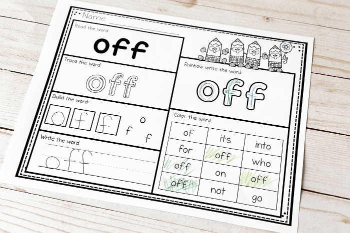 Free Printable Second Grade Sight Word Worksheets