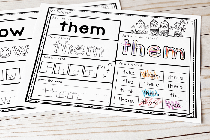 Free Printable Second Grade Sight Word Worksheets
