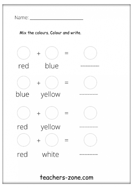 FREE COLOURS WORKSHEETS - Teachers Zone
