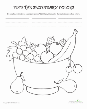secondary colors worksheet