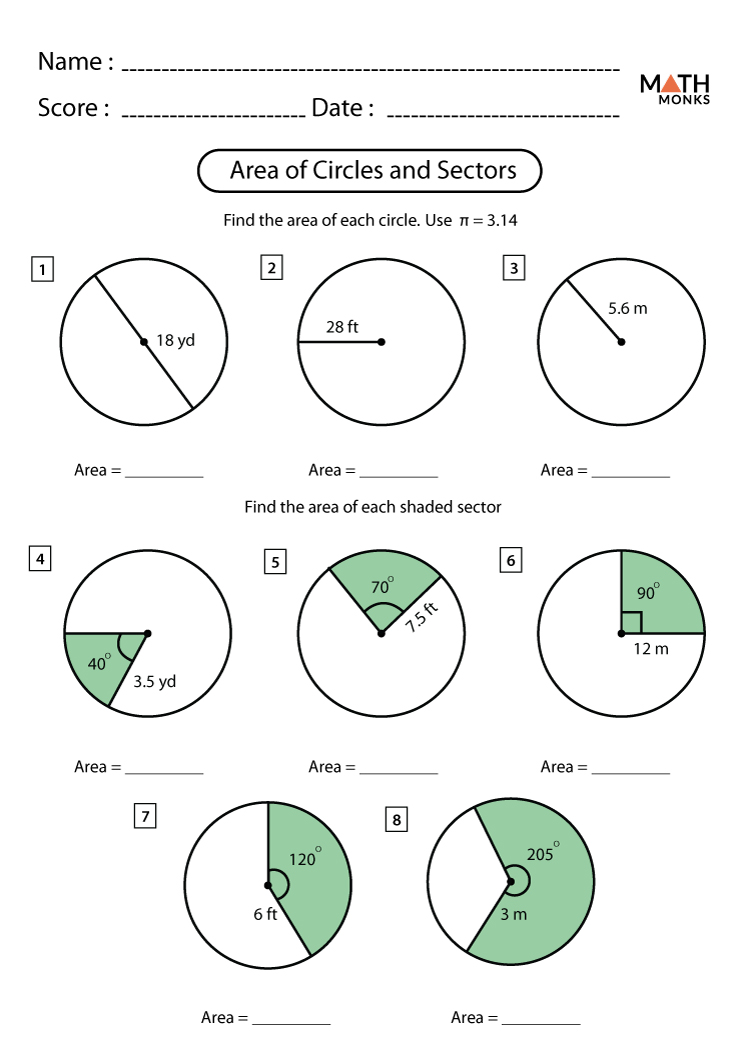 sector area worksheet