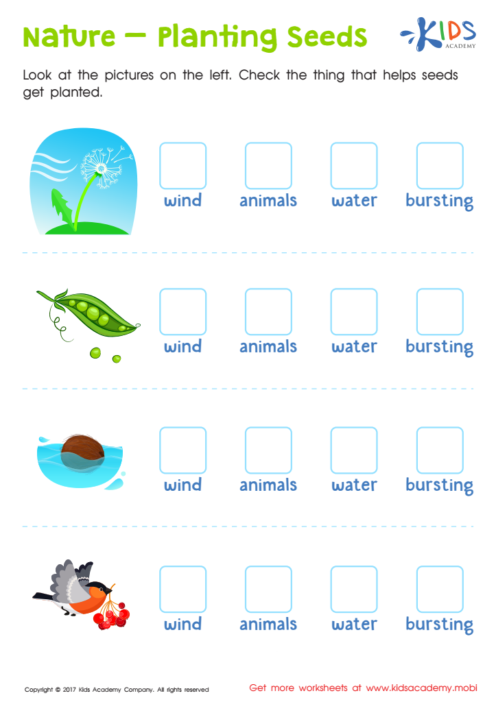 Nature Planting Seeds Worksheet: Free Printable PDF for Kids