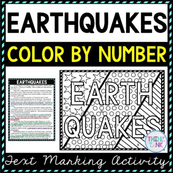 Earthquakes Color by Number, Reading Passage and Text Marking