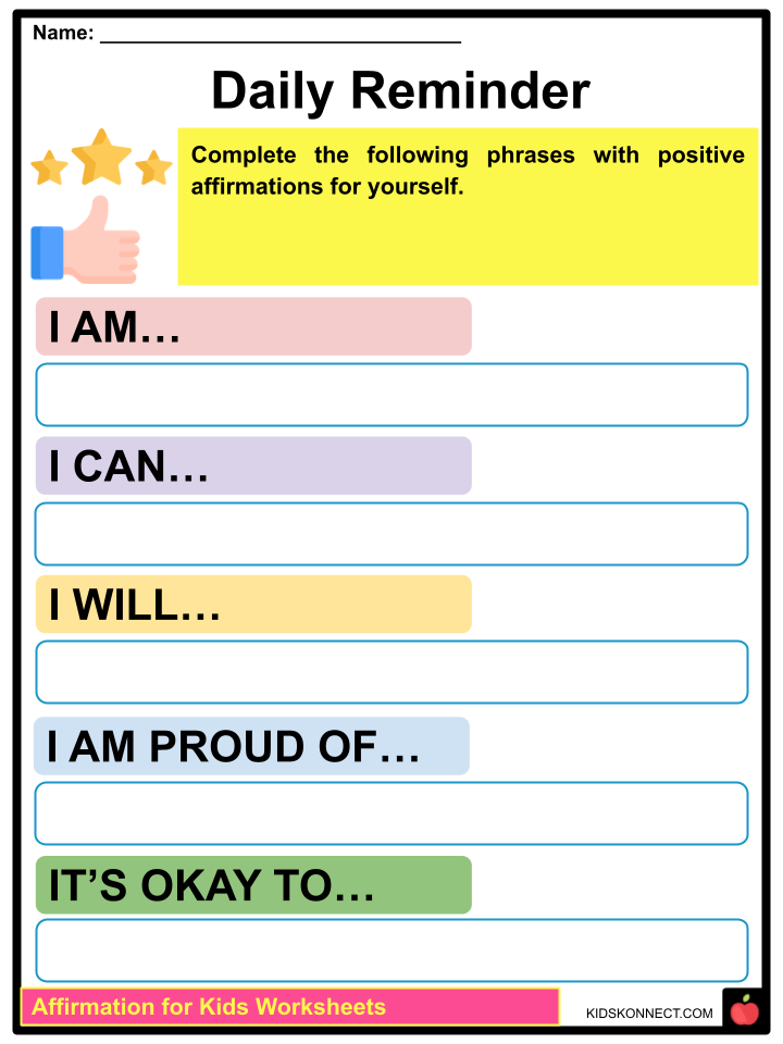 Affirmations for Kids, Benefits and Examples, Facts &  Worksheets