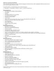 self care assessment worksheet