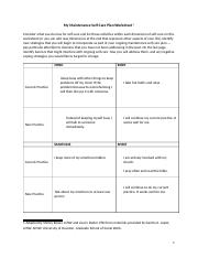 self care plan.docx - My Maintenance Self-Care Plan Worksheet 1 ...