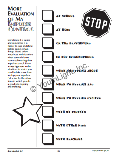 Impulse Control Activities &  Worksheets for Elementary School Students with  CD