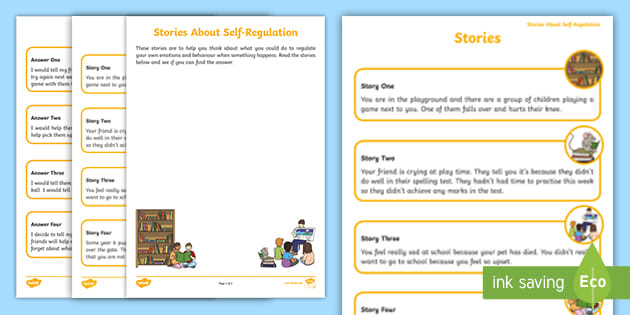Stories About Self-Regulation Worksheet (teacher made)