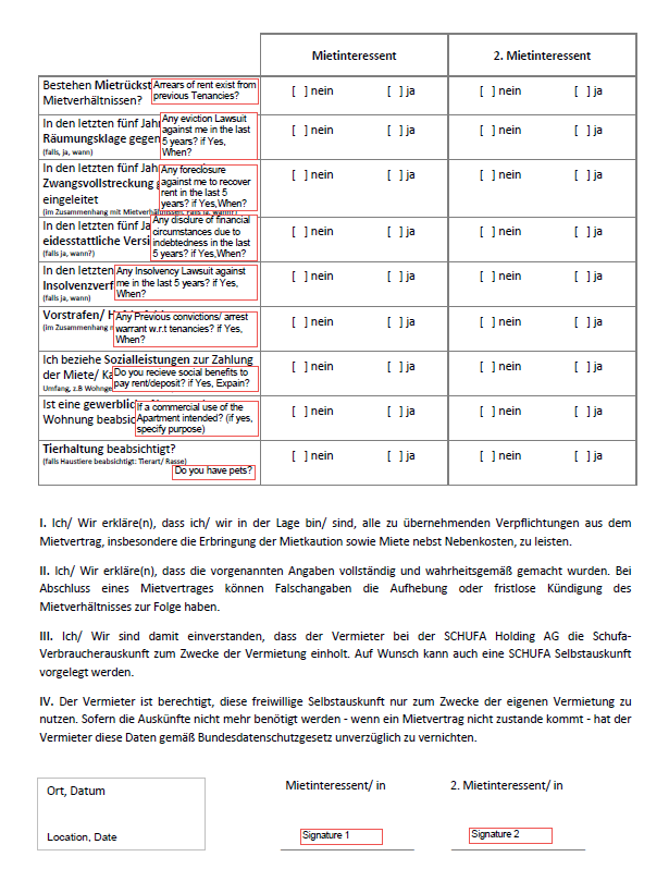 Mieterselbstauskunft - EAZYLEBEN